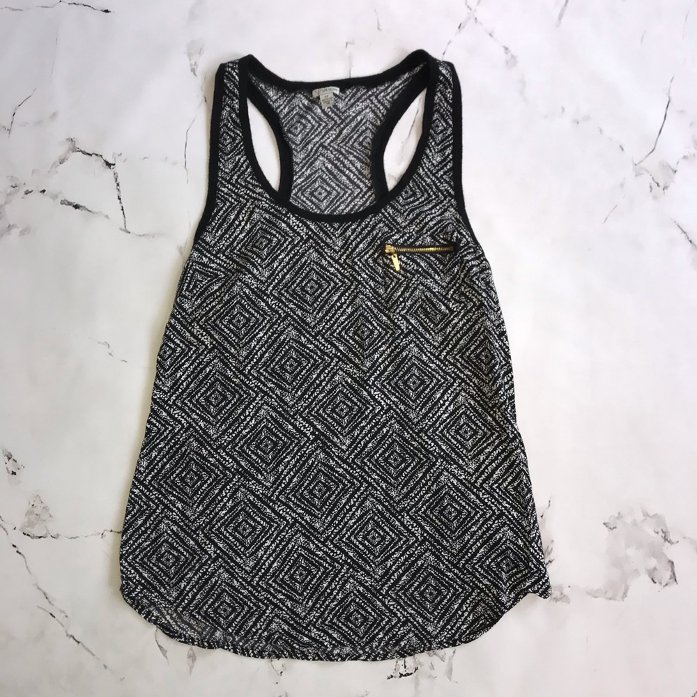 Guess Tank Top with Pocket Black and White Abstract Small